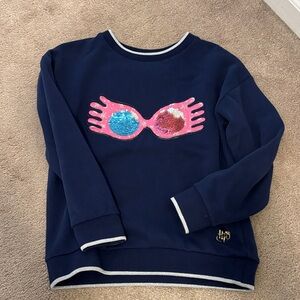 Mini Boden Navy Sweatshirt with Pink Accents